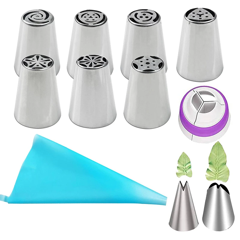 7pcs Russian Tulip Icing Piping Nozzles Stainless Steel Flower Cream Pastry Tips Nozzles Bag Cupcake Cake Decorating Tools