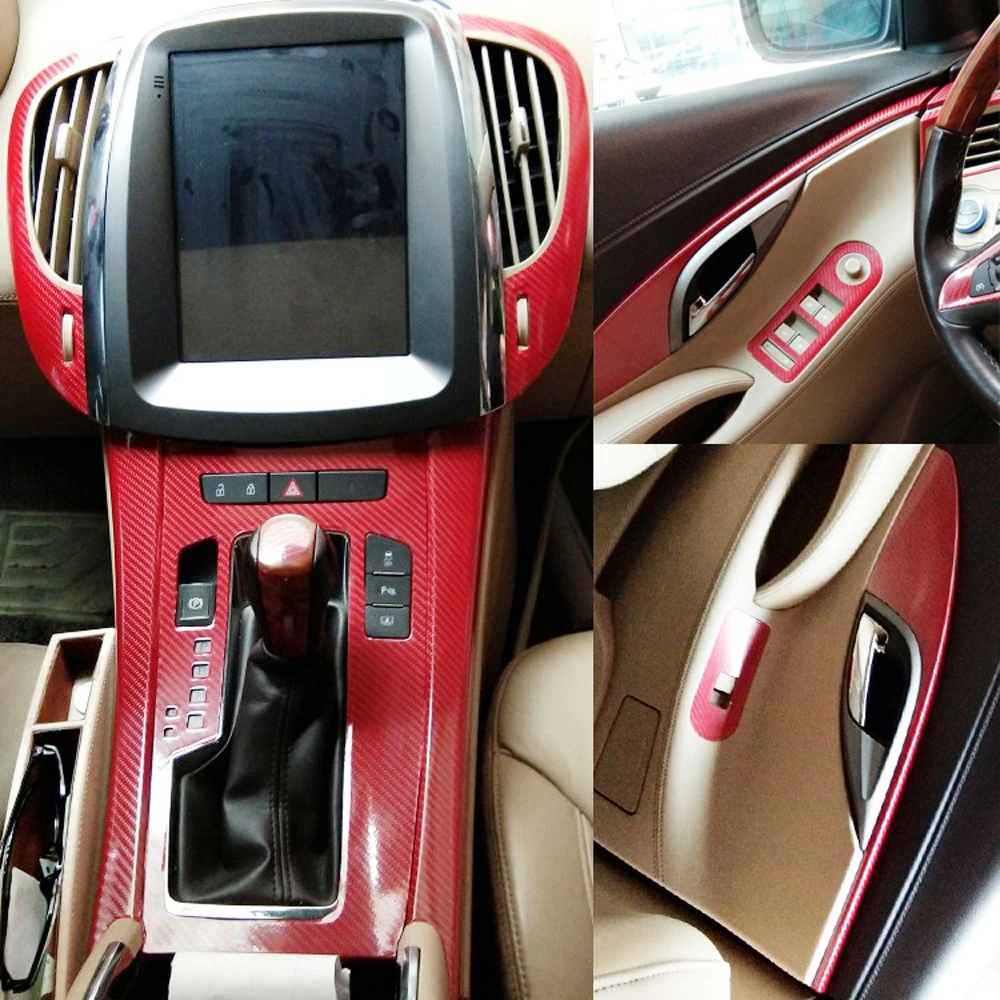 

Для Buick lacrosse 2009-2012, внутренняя Центральная панель управления, дверная ручка, 5 наклеек из углеродного волокна, наклейки, аксессуары для стайлинга автомобиля