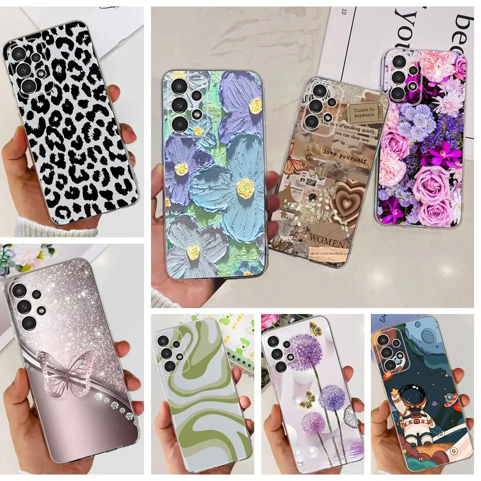 Per Samsung A13 M13 M23 M33 Galaxy Case Flowers Butterfly Astronomaur Phone Case Cover Posteriore Soft Bumper Samsung Galaxy A13 M23 Bag