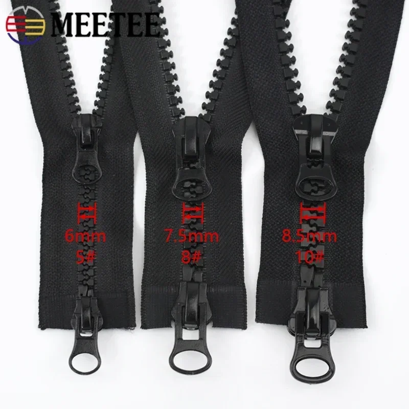 2Pcs 60-300cm 5# 8# 10# Double Slider Resin Zipper Open-End Auto Lock Zip  for Jacket Tent Sewing Zippers DIY Garment Accessories