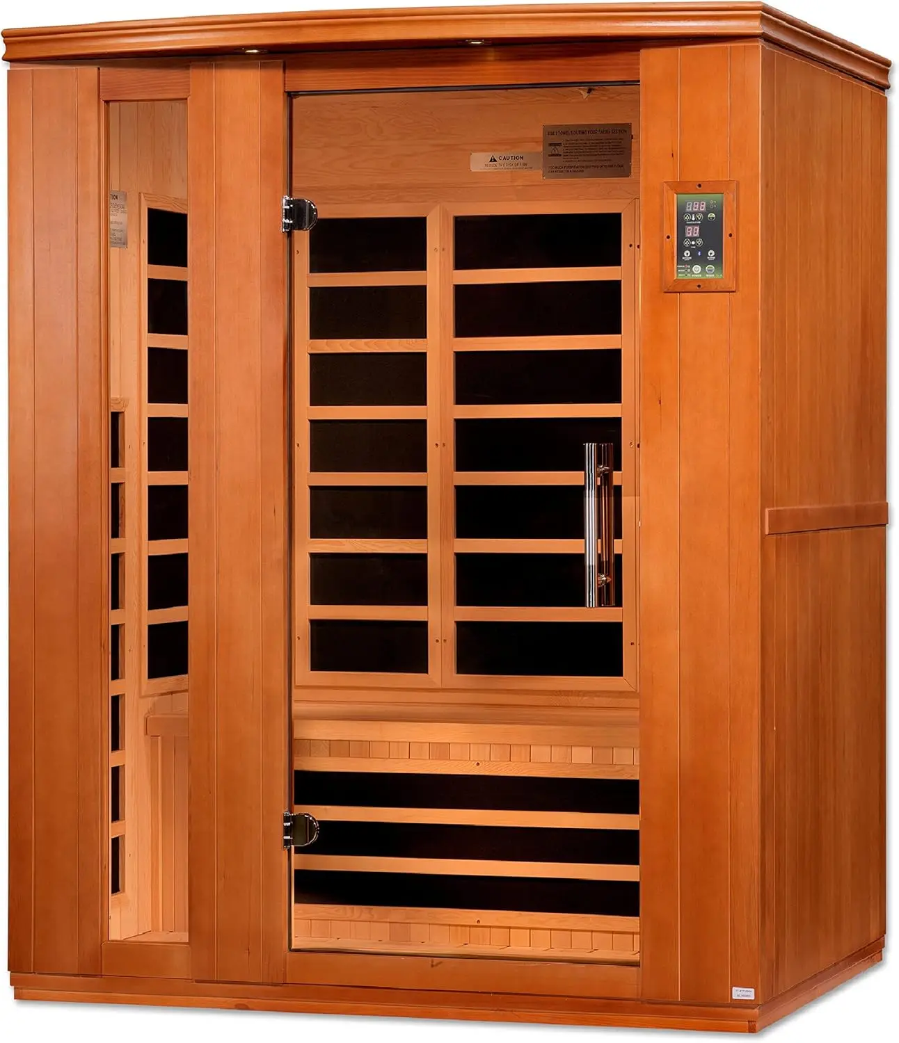 Indoor Sauna Room with Tempered Glass, Dynamic Lugano 3-Person Low EMF (Under 8MG) FAR Infrared Sauna (Canadian Hemlock) 3