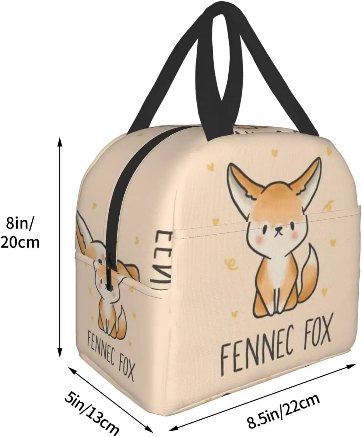 Cute Fennec Fox Cartoon Lunch Bag Waterproof Insulated Reusable Meal Bag Lunch Box Food Drinks Container Outdoor Picnic Beach