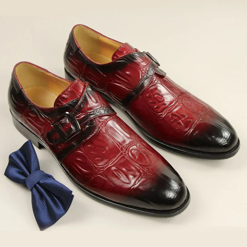 Monk  Shoes Slip-On For Men's Social Shoe Classic Business Leather Genuine Wedding Dress Suit Matching zapatoschaussure hommes