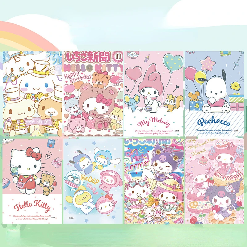 

8 Pcs/set of Anime Poster Stickers Melody Sanrio Hello Kitty Kulome Cute Cute Wallpapers Dormitory Room Decoration Gifts