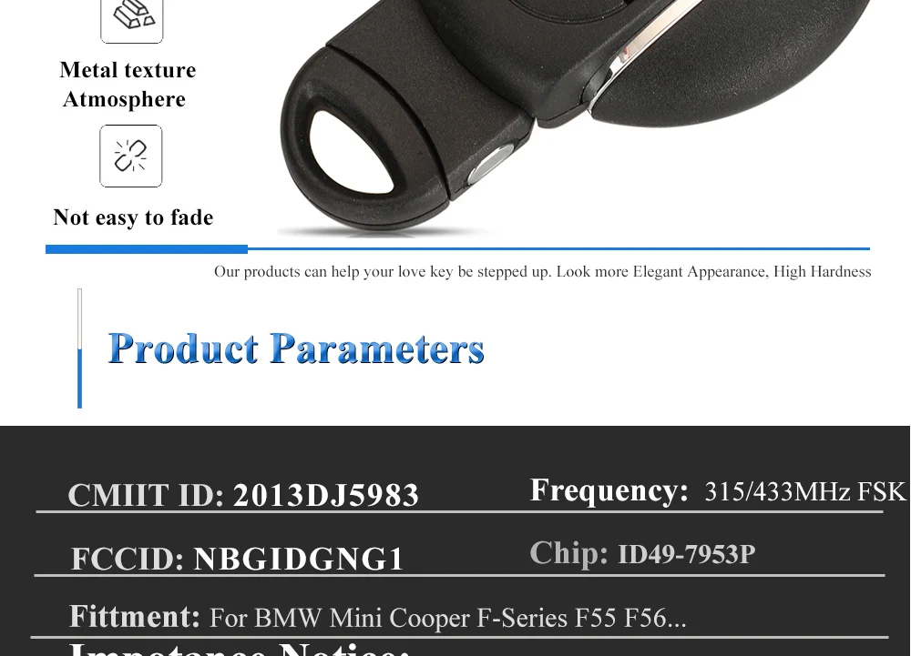 Keyforkess 3/4BTN Smart telecomando auto portachiavi 315MHz 434MHz ID49 per BMW Mini Cooper Countryman Clubman F-Series F55 F56 2015-2018 - Sdb8abbb5111a49118f5493512fd8f4fdD
