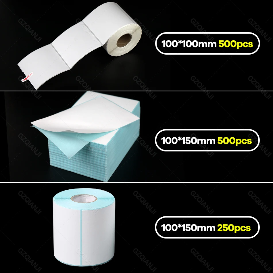 4x6 inch 100*150mm A6 4x4'' Shipping Labels FanFold Paper Rolls Sticker Paper for Thermal Shipping Label LOGO Barcode Address