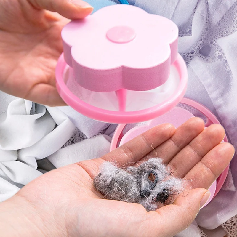 Laundry Hair Catcher Plum Blossom Washing Machine Filter Remove Dirty Hair Mesh Yarn Reusable Ball Pet Fur Lint