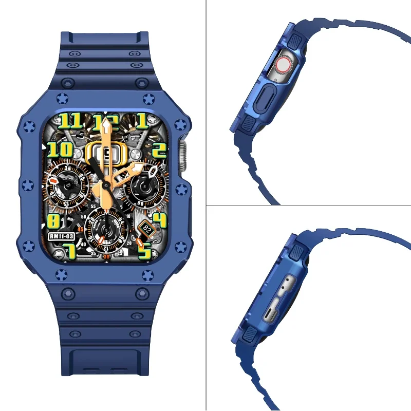 Silicone Kit Strap for Apple Watch Band 9 8 7 45mm 41mm High End Bracelet Wristband IWatch 6 5 4 SE 44mm 42mm 40mm 38mm  Correa