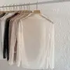 Sexy See Through Tops Women Transparent Slim Bottomg Lace Long Sleeved Tops Beige Black White Pink Lace Mesh Tees T-Shirt Tulles