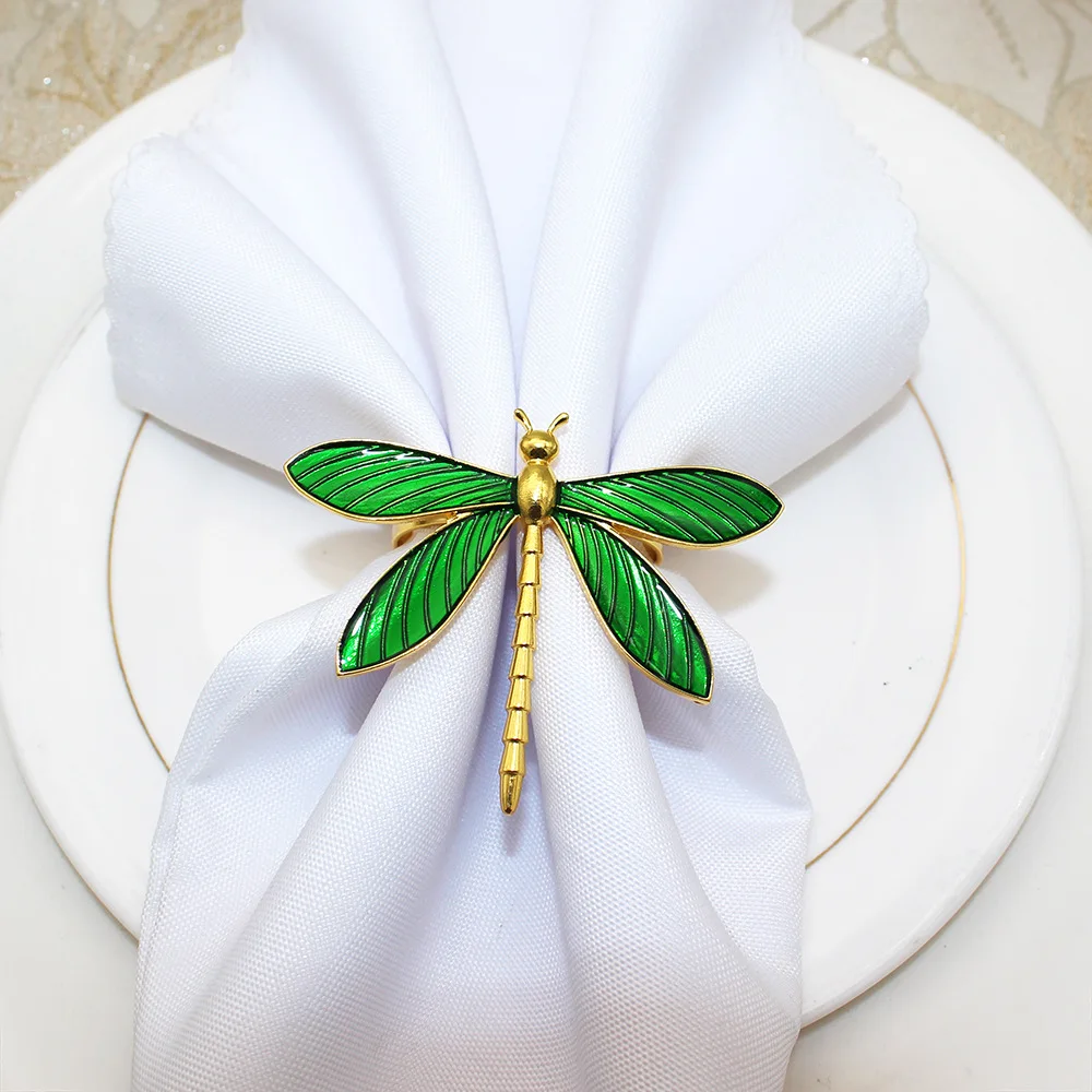 Dragonfly Napkin Rings 6Pcs for Wedding Birthday Valentine's Day Christmas Dinner Table Decor