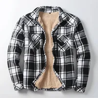 Plaid Plus Fleece Jacket Men Winter Streetwear Turn-down Collar Button Thickened Shirt Jacket For Men Casual High Quality Jacket - Image 3