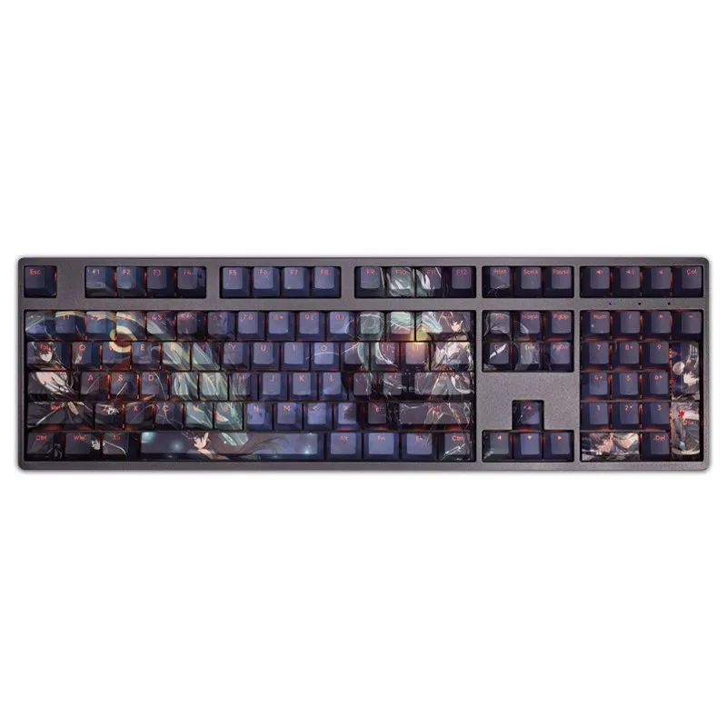 Pbt Backlit Keycaps Conjunto para Anime Gaming Honkai Star Trilho Dan Feng Imbiitor Lunae 61 87 104 108 Chaves - Imagem 6
