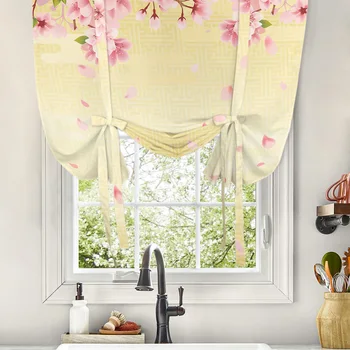 일본식 사쿠라 질감 커튼, 거실 침실용 모던 타이업 창 커튼, 주방 쇼트 커튼