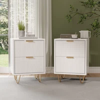 Comanlai 2 шт. Прикроватная тумбочка с 2 ящиками, тумбочка с металлическими ножками, комод для гостиной, 49x29x47 см — изображение 5
