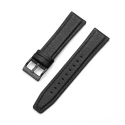 Premium Leather Silicone Strap Band for 20mm (3 Black)
