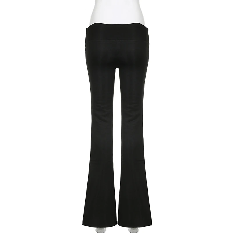 Casual Sexy Basic Solid Flare Pants Y2K Slim Low-Waisted Boot Cut Pants Women 2025 Autumn Spring Fashion Streetwear Lady