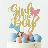 Décoration de gâteau révélatrice du sexe, garçon ou fille, nœud papillon papillon, fête d'anniversaire, réception-cadeau pour bébé, Cupcake, fournitures de décoration de pâtisserie 1
