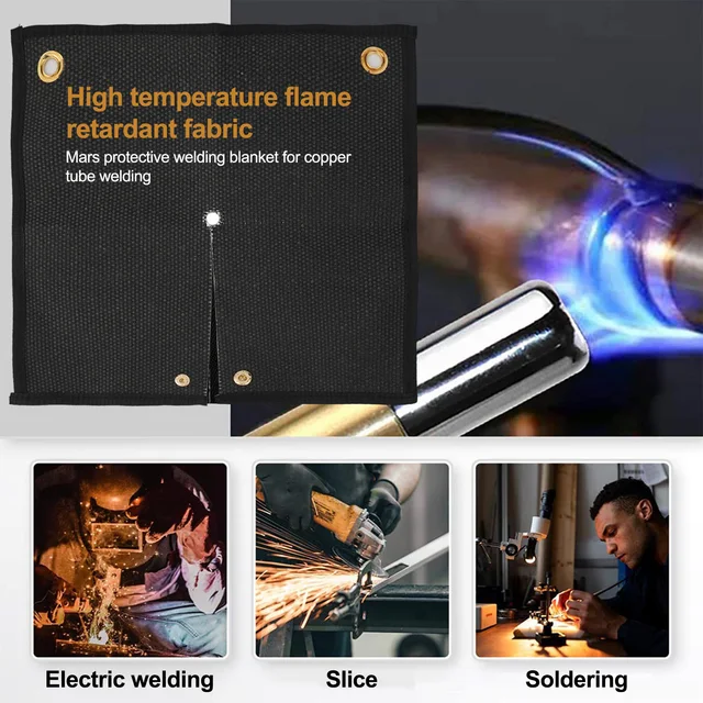 High Temperature Resistance For Fire Protection Heat Resistant Blanket Fireproof Welding Mat Cut-Out Opening Design 4