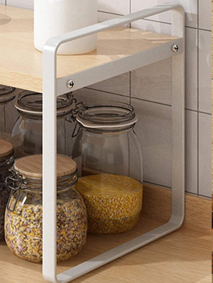 Scaffale per armadietto bianco organizzatore impilabile cucina dispensa bancone armadio armadio Stand Rack riser organizzazione delle spezie  15