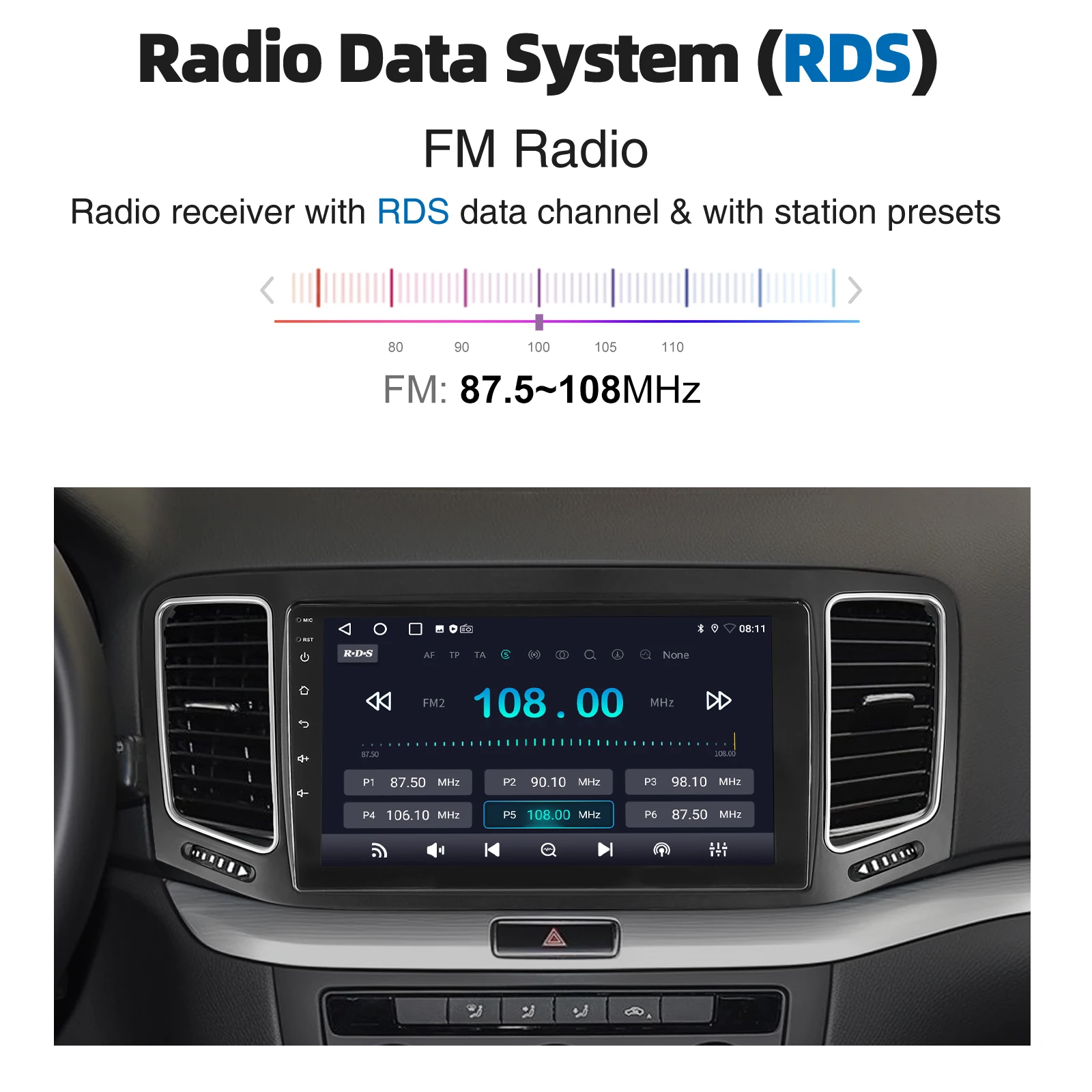 ESSGOO 9" Android 14 4+64G für VW Sharan II 7N Seat Alhambra 2 2010-2021 Autoradio mit Wireless Apple Carplay Android Auto GPS Navigation Wifi FM Bluetooth RDS USB Touchscreen Mirror Link Lenkradfernbedienung Equalizer – Detail 10