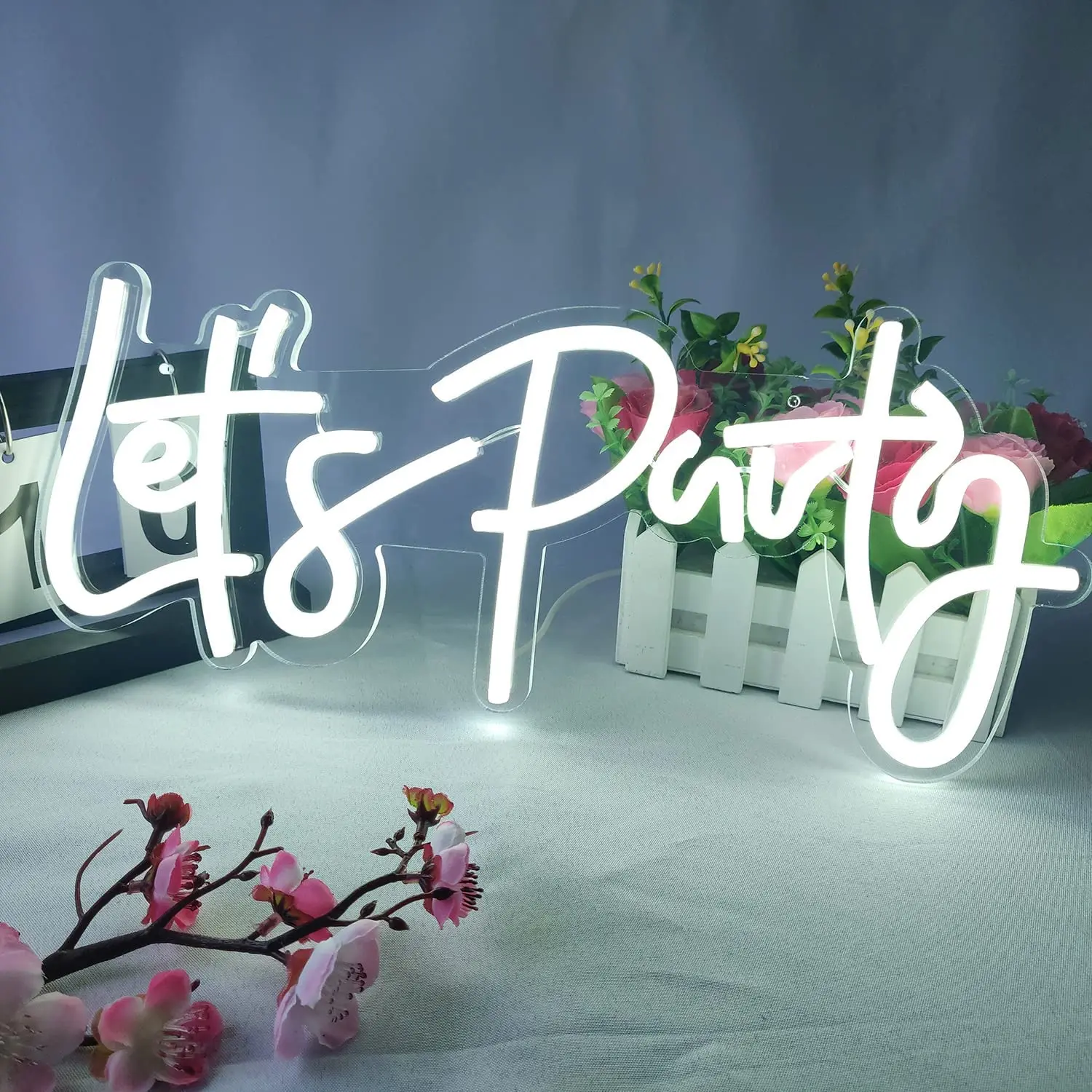 Lets Party LED 네온 사인 아트 벽 장식, USB, 온/오프 스위치, LED 네온 조명 사인, 파티 웨딩 네온 램프, 야간 조명, 룸