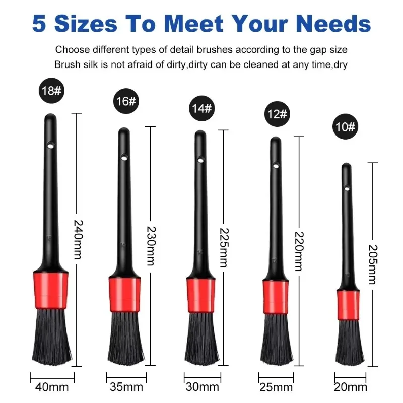 5Pcs Car Cleaning Brush Kit Auto Detail Brushes Dust Brushes for Car Interior Detailing Brush Set Wheel Rims Clean Brush Tools 6