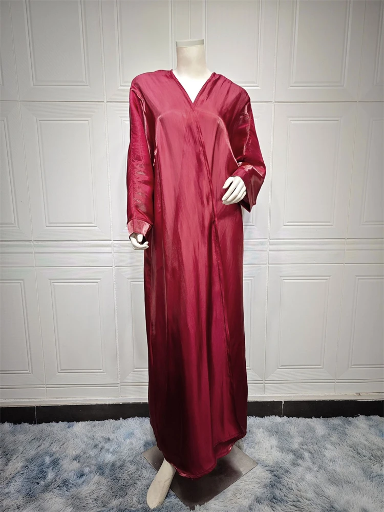 

Arab Fashion Satin Shiny Fabric Solid Modest Open Kimono Saudi Women Abaya Muslim Dubai Butterfly Sleeve Kaftan Ramadan