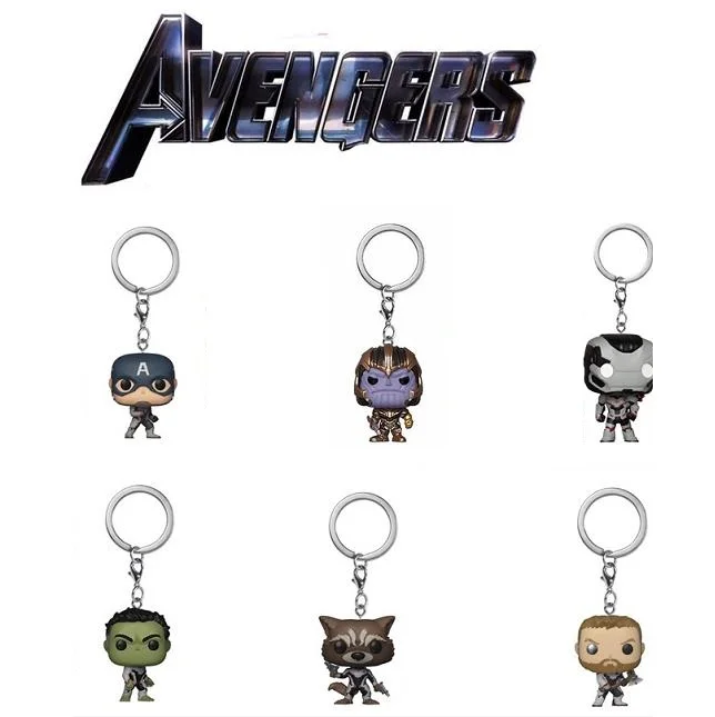 Funko Marvel Avengers Endgame Portachiavi Captain America War Machine Hulk Thor Thanos Rocket Action Figure Giocattoli