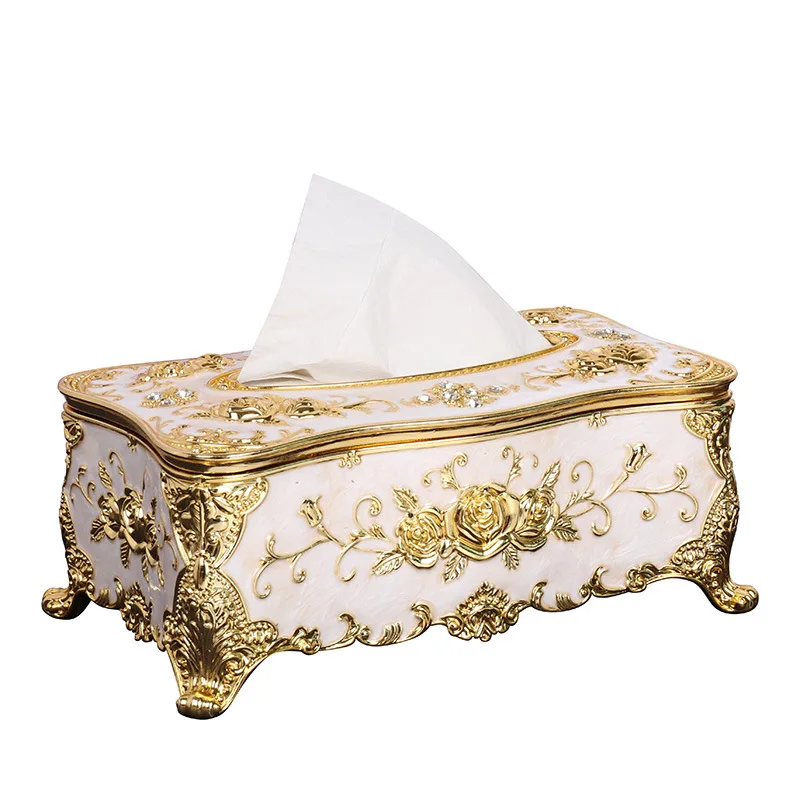 Luxury Tissue Box European Style  Napkin Holder Napkin Case Rose Patterned Paper Rack Table Accessories Home Car Case Holder 6