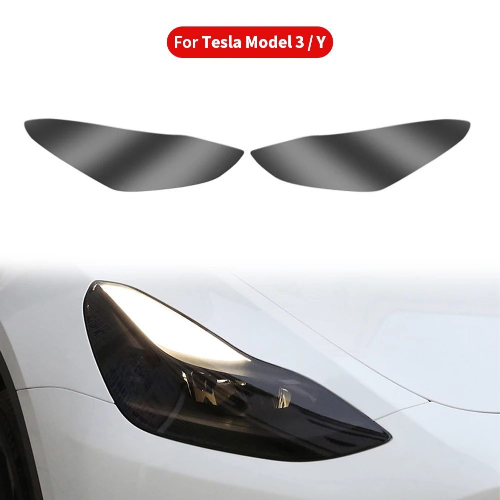 For Tesla Model 3 Y S X TPU Blackened Headlight Taillight Foglight Protective Film Headlight Tail Lamp Color Changing Films 4