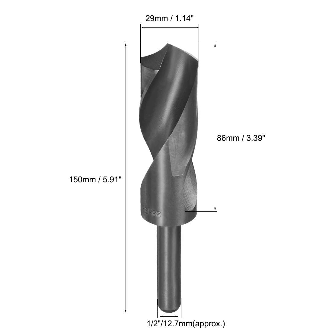 HSS 9341 블랙 산화물 트위스트 드릴 비트, 1/2 인치 스트레이트 생크, 14-29mm, 1 개