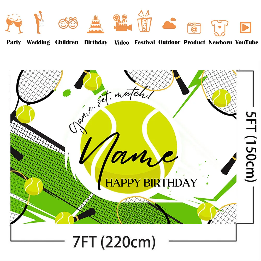 Tennis Balls Game Match Photo Background Happy Birthday Theme Party Decoration Backdrop Newborn Kids Photo Booth Props photo backdrop