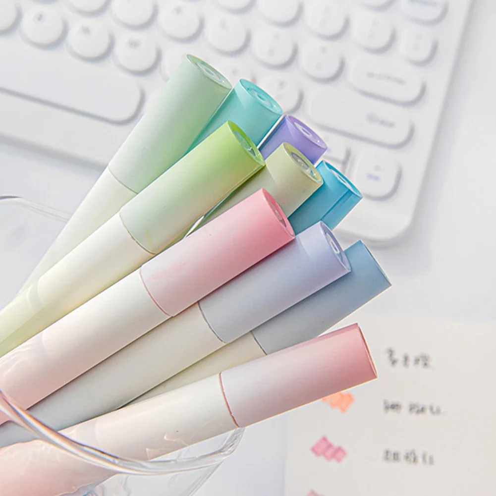 4Pcs/set Macaron Highlighters Color Gradient Highlighter Pens Kawaii Stationery Students Marker Pen Cute School Office Supplies - 4