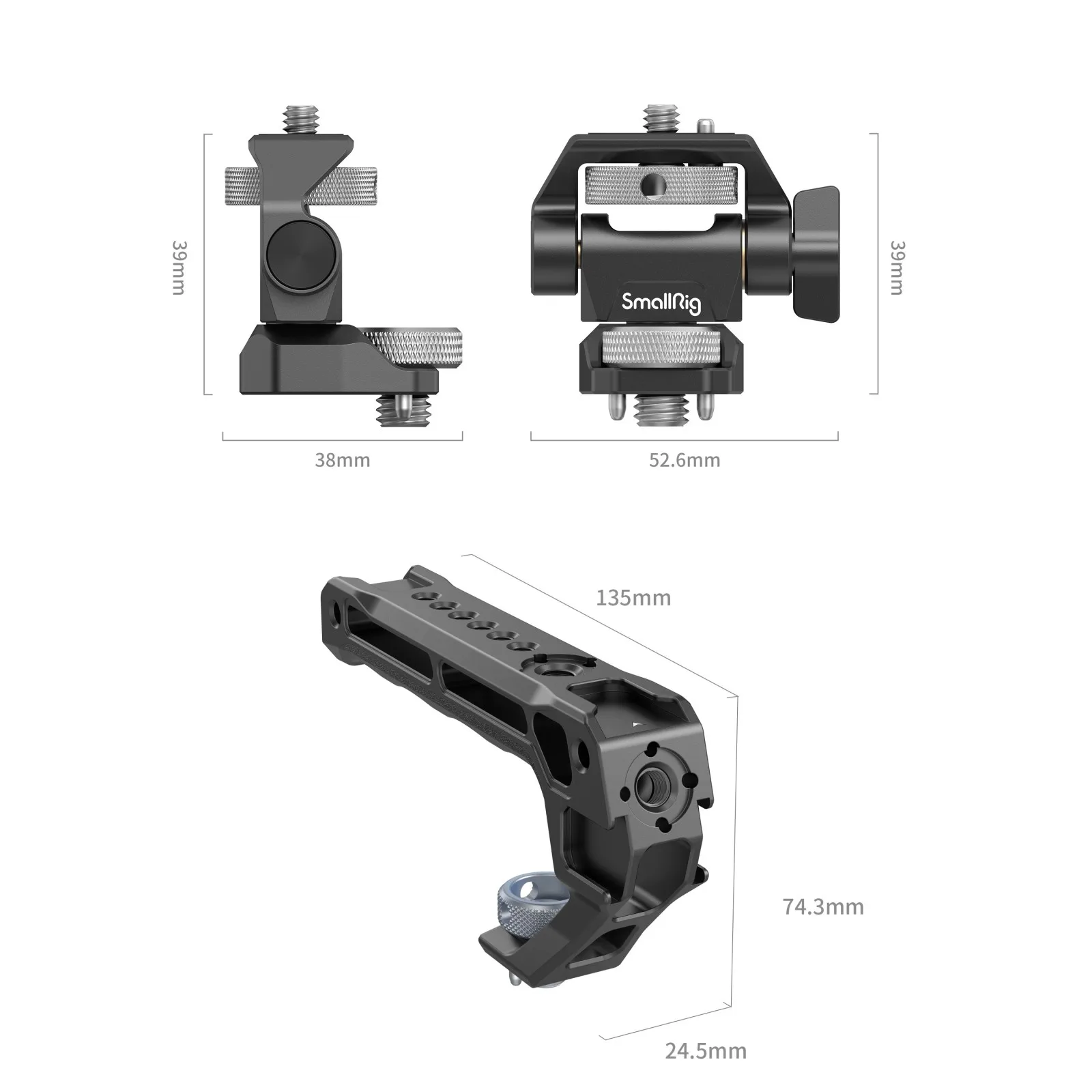 SmallRig Top Handle with Monitor Support Kit (Compatible with ARRI 3/8''-16 Screw) for Monitors Camera Cage Video Light -5323