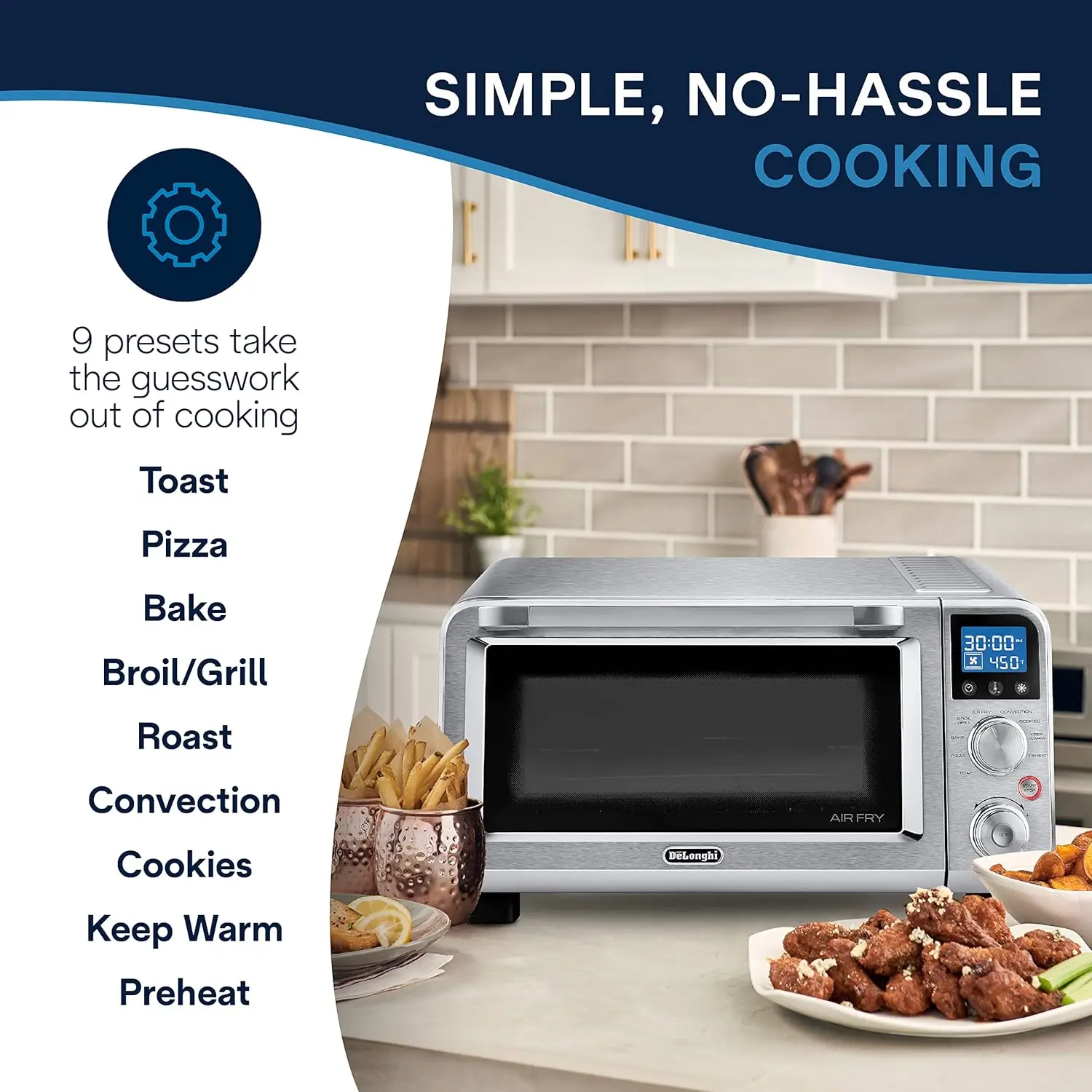 Air Fry Oven, Premium 9-in-1 Digital Air Fry Convection Toaster Oven, Grills, Broils, Bakes, Roasts, Keep Warm, Reheats, 1800-Wa 5