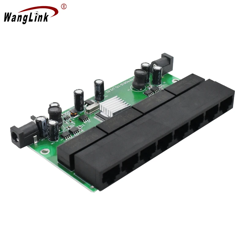 Wanglink 8 Port 10/100M Reverse PoE PCB Board Support POE IN for FTTH GPON/EPON Solution ftth pon 8 port 16dbm catv 1550nm wdm edfa gpon epon wdm eydfa