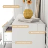 7 Drawer Dresser for Bedroom, 55 Inch Modern Dresser with High Gloss Drawers, Large Wood Chest of Drawer, White/Black 4