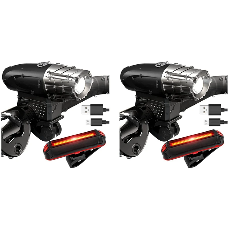 

New 2X Bike Lights For Night Riding,Bicycle Lights Front And Rear With Micro-USB Charging.Easy To Install For Men