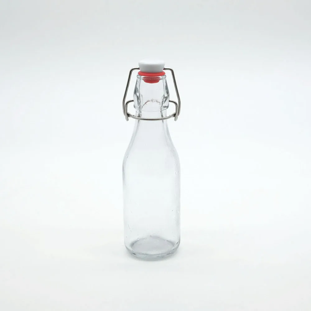 Glass Swing Top Storage Bottle High Flint Various Size Round Glass Bottles  for Sparkling Water MOQ2000 Cheap Custom Print Logo 3