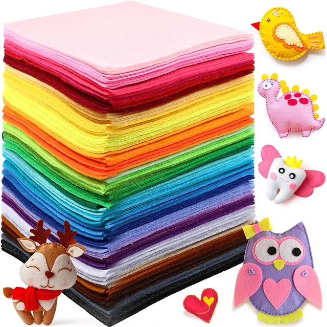 Felt Sheets for Crafts,Large Stiff Assorted Coloured Square Needled Felt  Fabric Sheets Sewing Materials DIY Christmas Craft Felt 1mm Thick, Gift for