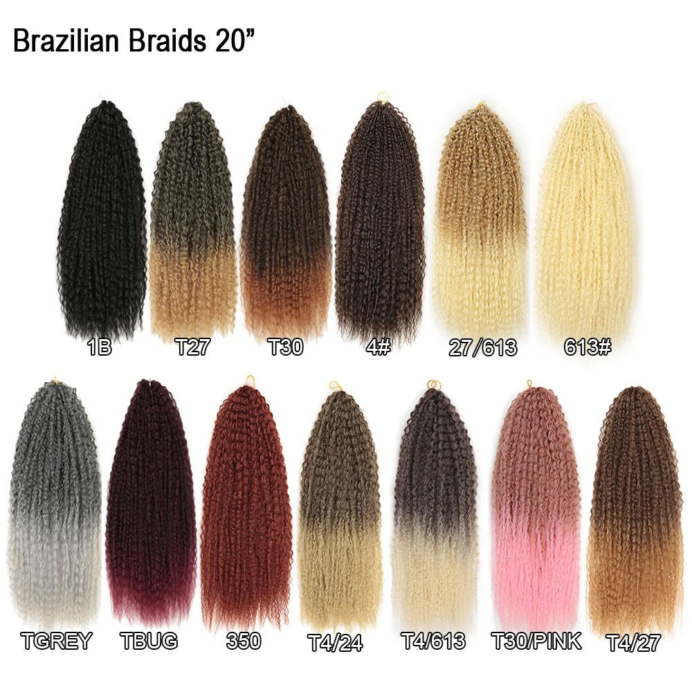 20-28 Inch Afro Kinky Curly Crochet Braids Hair Ombre Braiding Hair Extensions Marly Hair For Women Brown 613 Hair Expo City