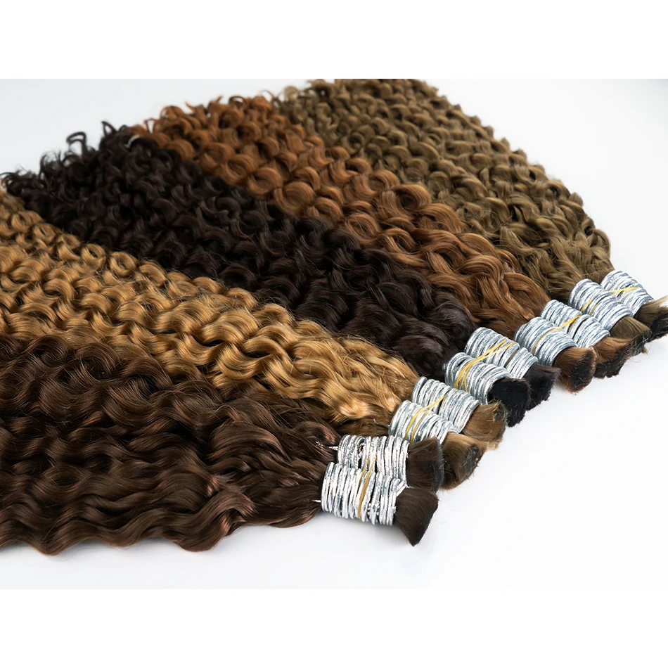 Real Virgin curly Human Hair Bulk Extension 613 Blonde Hair Bulk Weaving For Braiding Unprocessed No Weft Deep Wave