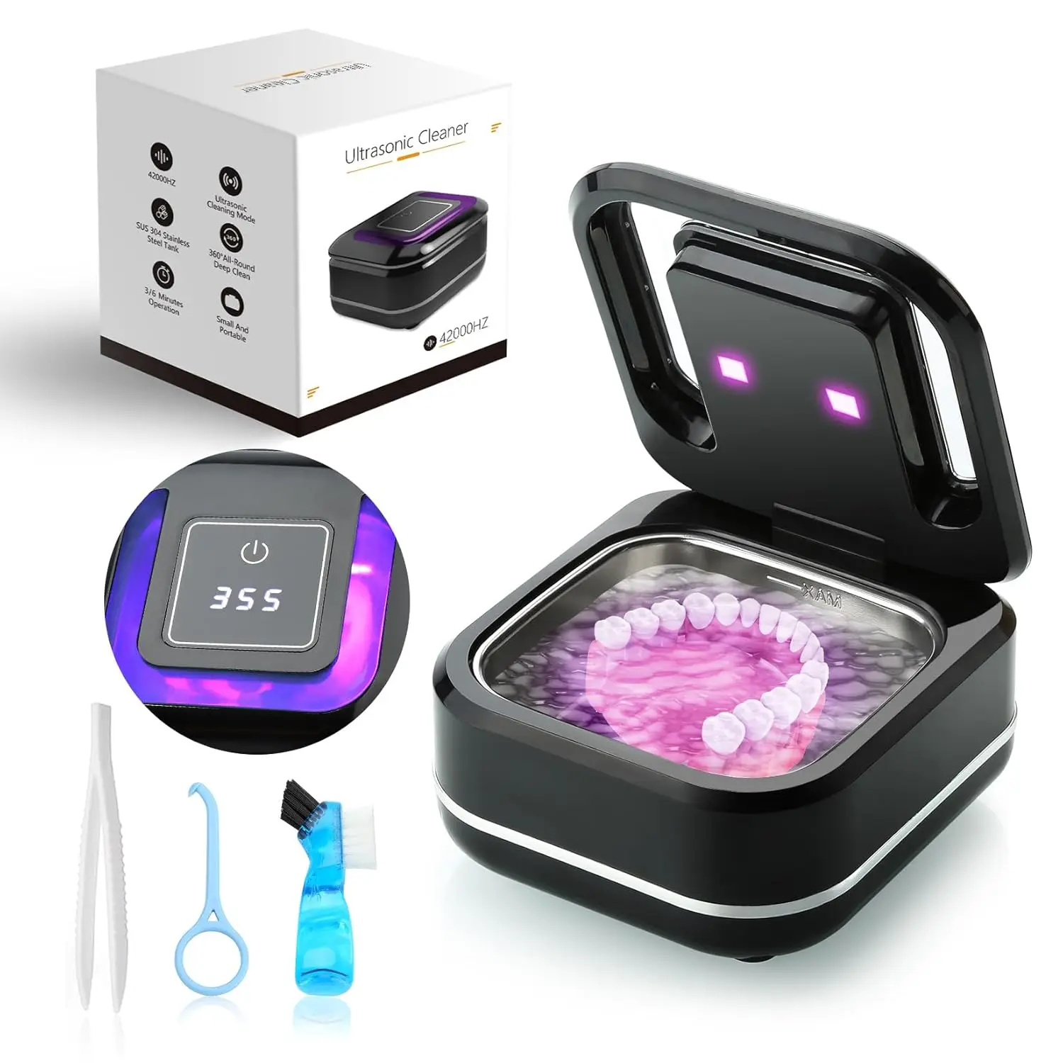 2026 New Mini Portable Ultrasonic Tooth Tray Cleaner Ultraviolet Invisalign Dentures Cleaner ... 1