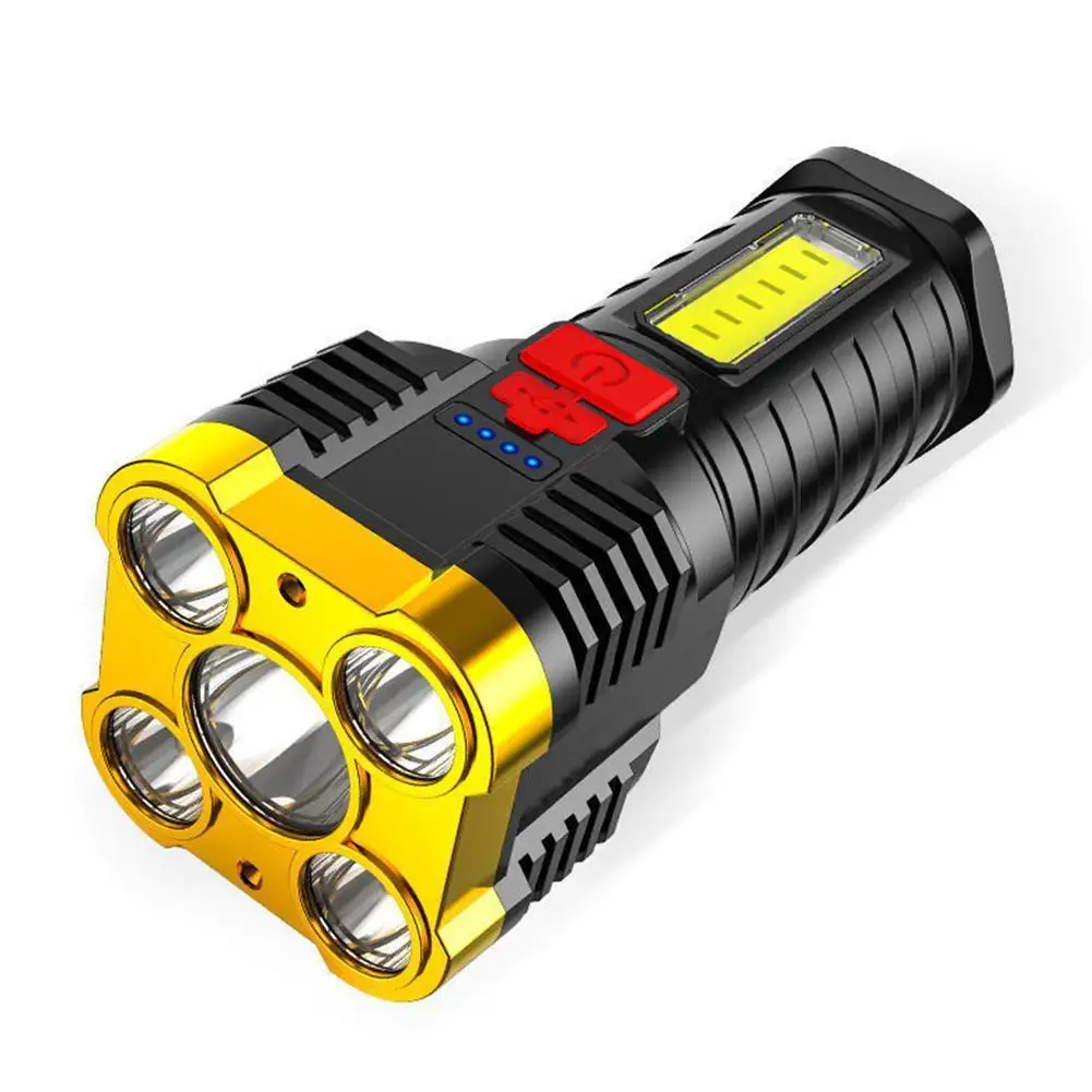 

Five-Nuclear Explosion LED Flashlight Waterproof Super Bright Rechargeable Camping Flashlight Table Lamp Outdoor Lighting