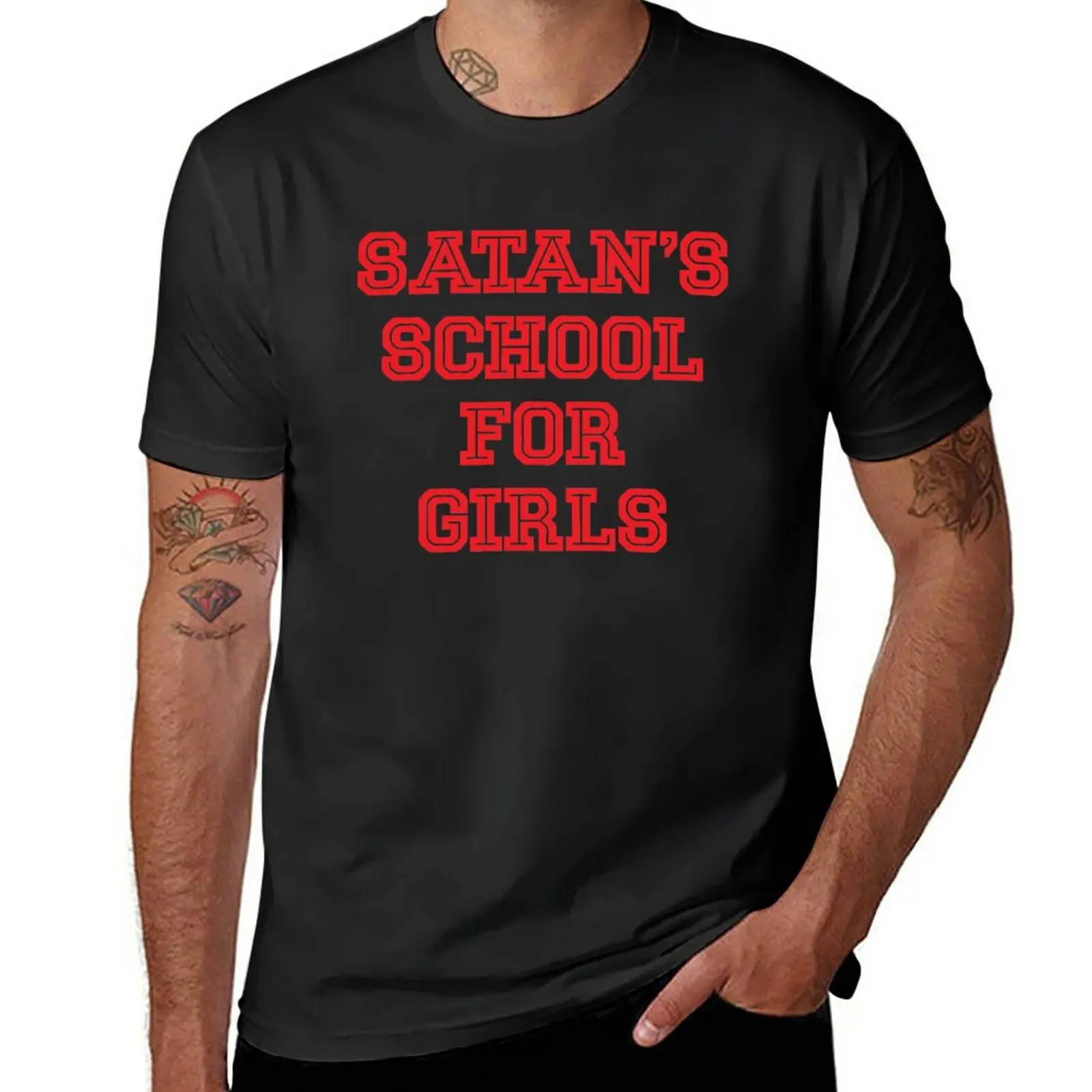 

New Satan's School for Girls T-Shirt boys animal print shirt graphic t shirt mens white t shirts