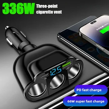 Caricabatteria da auto Adattatore per accendisigari a 5 porte 336W PD USB 66W Presa per caricabatterie per telefono a ricarica super rapida 12-24V universale