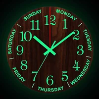 12 Inch Luminous Wall Clock Wood 1