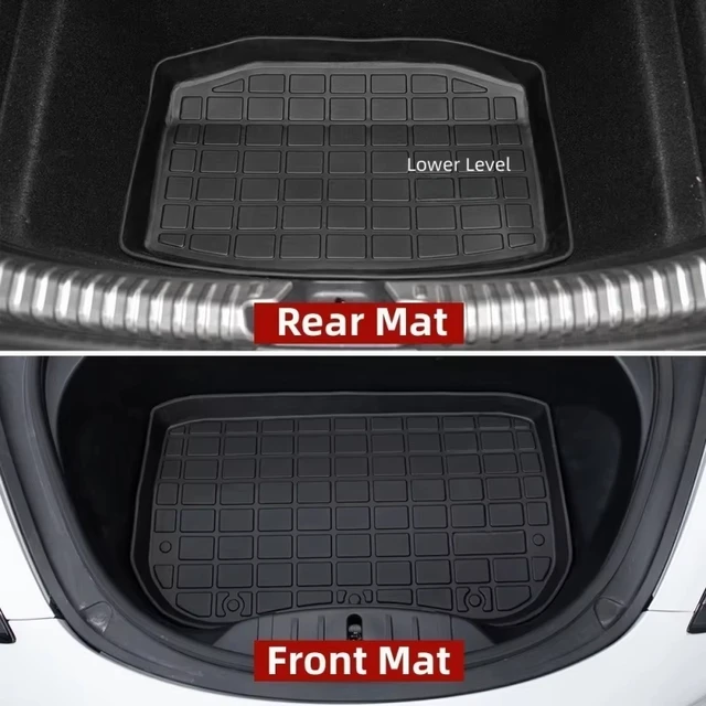 Front Rear Mat TPE Cargo Pad For Tesla Model Y/3 2023 Accessories Model 3/Y 2017-2023 3D Waterproof Tray Storage Pads Mats 2