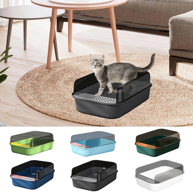 Cat Litter Box Semi-Enclosed Sifting Litter Box With High Sides Detachable Shallow  Cat Toilet Travel Litter Tray For Kittens - AliExpress