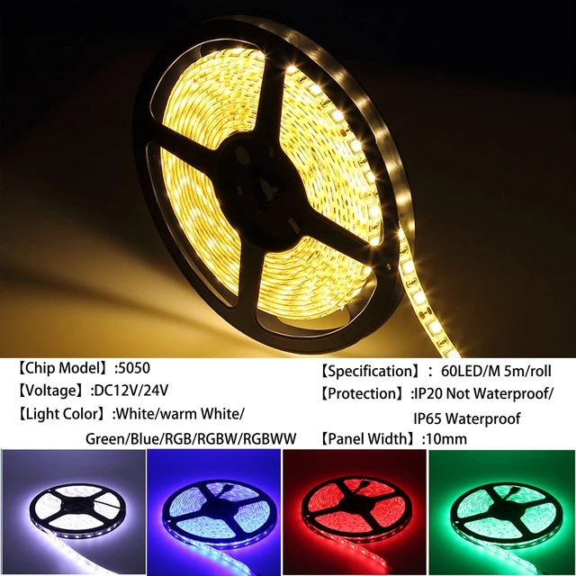 LED Strip Dual White Warm White 2 in 1 Chip 5050 LED Tape CCT Color  Temperature Ajustable DC12V/24V Waterproof 60leds 120leds - AliExpress